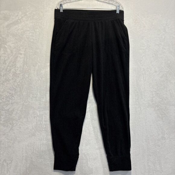 Gaiam Women's Activewear Jogger Pant Size Large Black Fleece Front Pockets Yoga - Picture 1 of 13